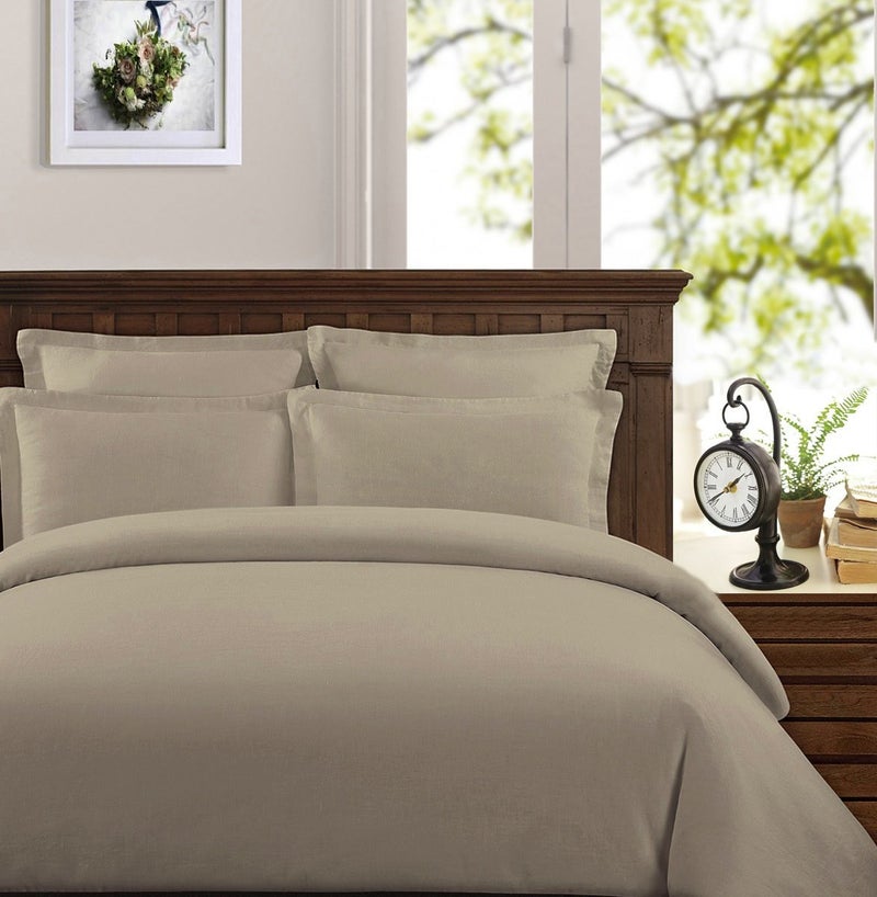 Peru Pima  Duvet Cover Set with 3 Pieces  415 Thread Count  Percale  100% Peruvian Pima Cotton  Premium and Breathable with Hidden Zip Closure  Full/Queen Size  Latte Color - Image 1
