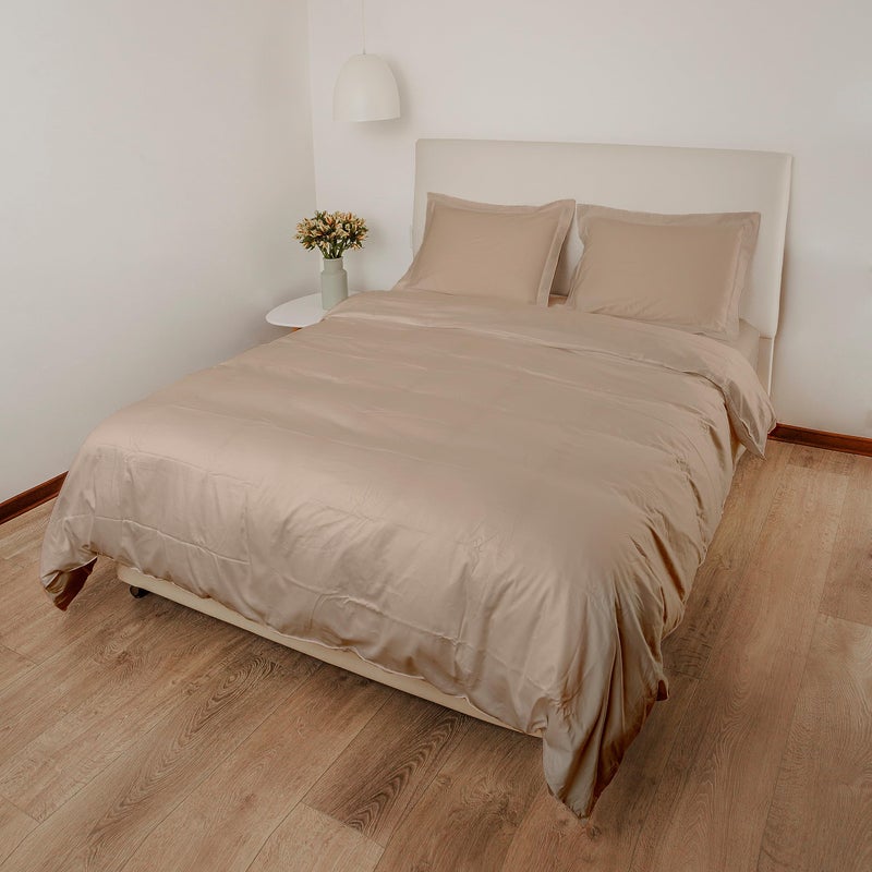 Peru Pima  Duvet Cover Set with 3 Pieces  415 Thread Count  Percale  100% Peruvian Pima Cotton  Premium and Breathable with Hidden Zip Closure  Full/Queen Size  Latte Color - Image 2
