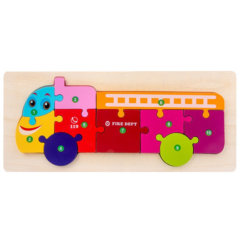 Infant Puzzle Toy Wooden Three-Dimensional Building Blocks Digital Assembly Early Education Children Baby 2-5 Years Old 3 Boys And Girls - Image 1