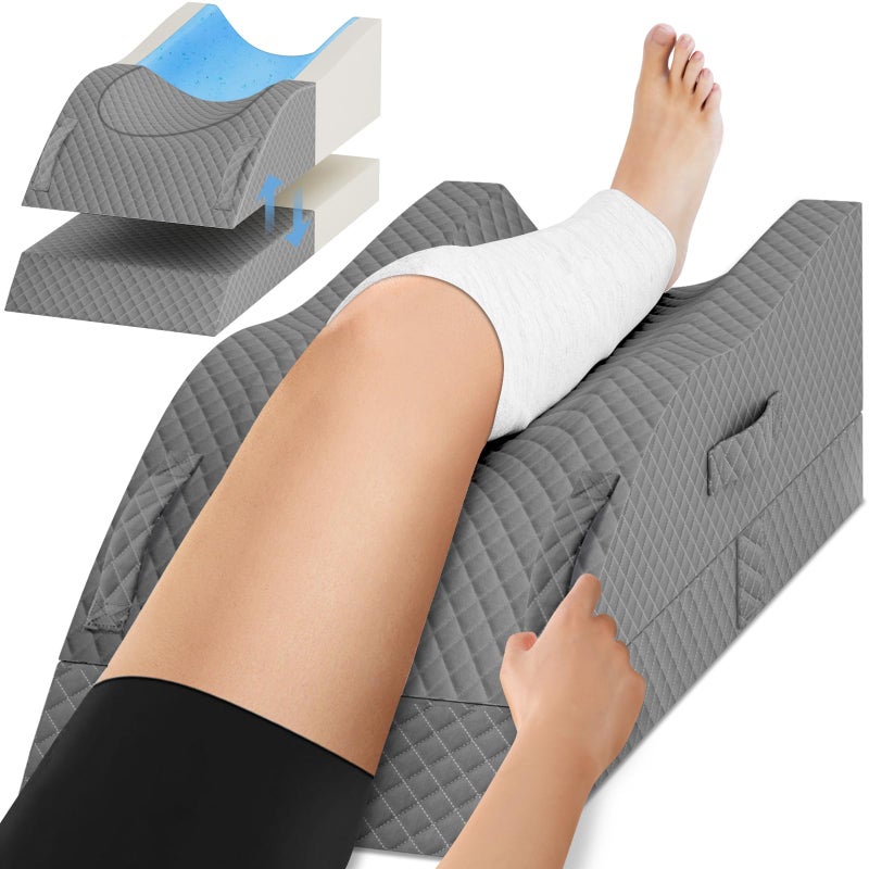TranquilRelax Elevation Pillows for Leg After Surgery, Memory Foam Adjustable Wedge Pillow for Injury or Rest, Ankle Pillow for Sleeping Blood Circulation Full Grey/Single Leg - Image 1