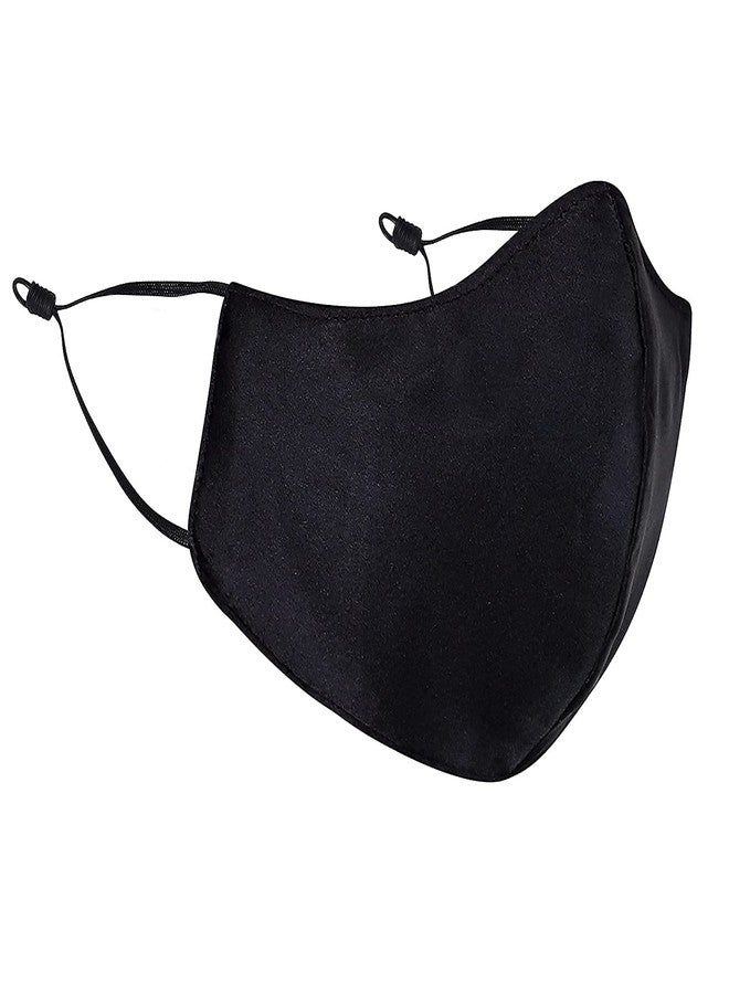RK TRENDS Pack of 2 Pure Black Adjustable Cotton Super Soft Reusable Washable Protection Cloth Face Mask for Men/Women/Unisex Adults - Image 1