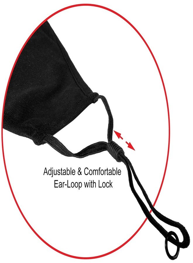 RK TRENDS Pack of 2 Pure Black Adjustable Cotton Super Soft Reusable Washable Protection Cloth Face Mask for Men/Women/Unisex Adults - Image 4