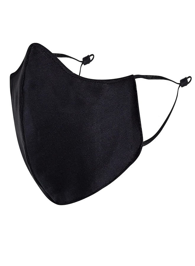 RK TRENDS Pack of 2 Pure Black Adjustable Cotton Super Soft Reusable Washable Protection Cloth Face Mask for Men/Women/Unisex Adults - Image 2