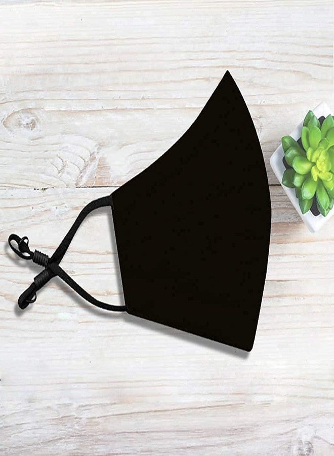 RK TRENDS Pack of 2 Pure Black Adjustable Cotton Super Soft Reusable Washable Protection Cloth Face Mask for Men/Women/Unisex Adults - Image 3