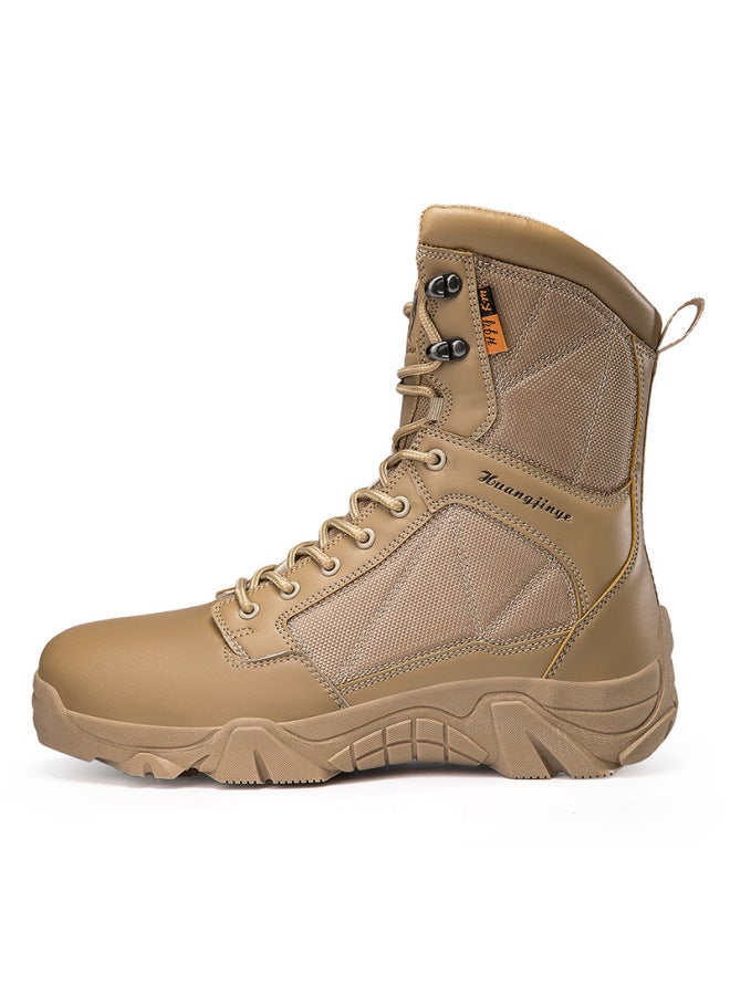 Men's Spring And Summer Steel-toe Anti-smash Ultra-light Desert Martin Boots With Zipper, Work Safety Military-style Protective Shoes