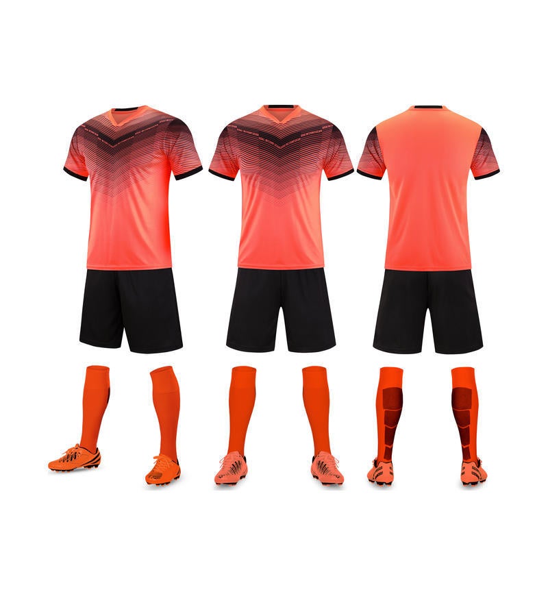 Generic Adults and childrens same style football uniform suit student team competition training pair uniform student jersey leisure sportswear Orange/blue pants 