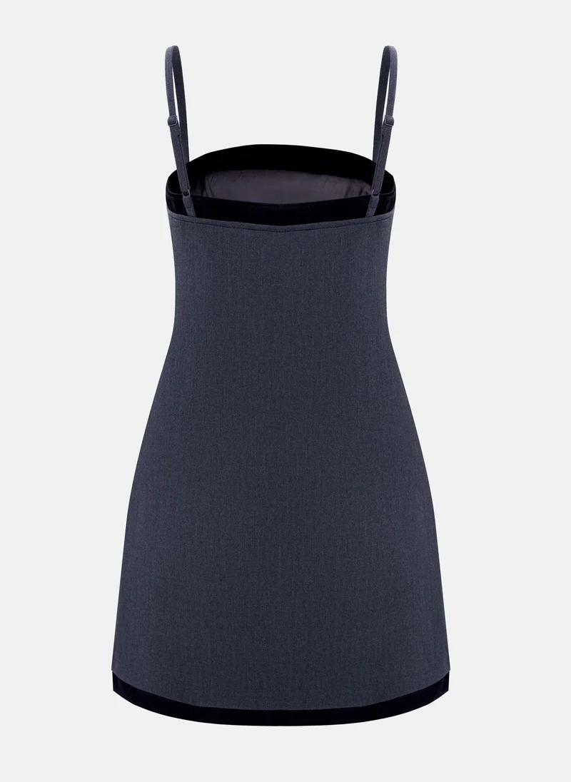 Lichi Double material mini dress with collar bow