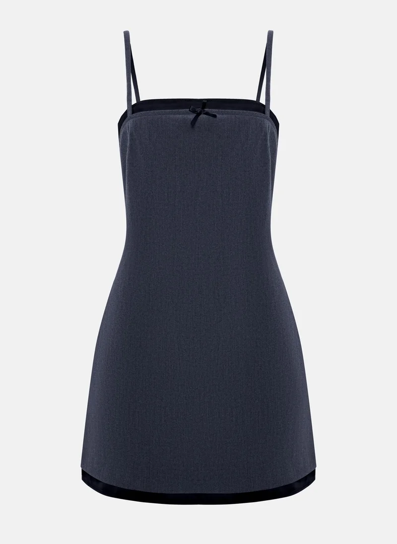 Lichi Double material mini dress with collar bow