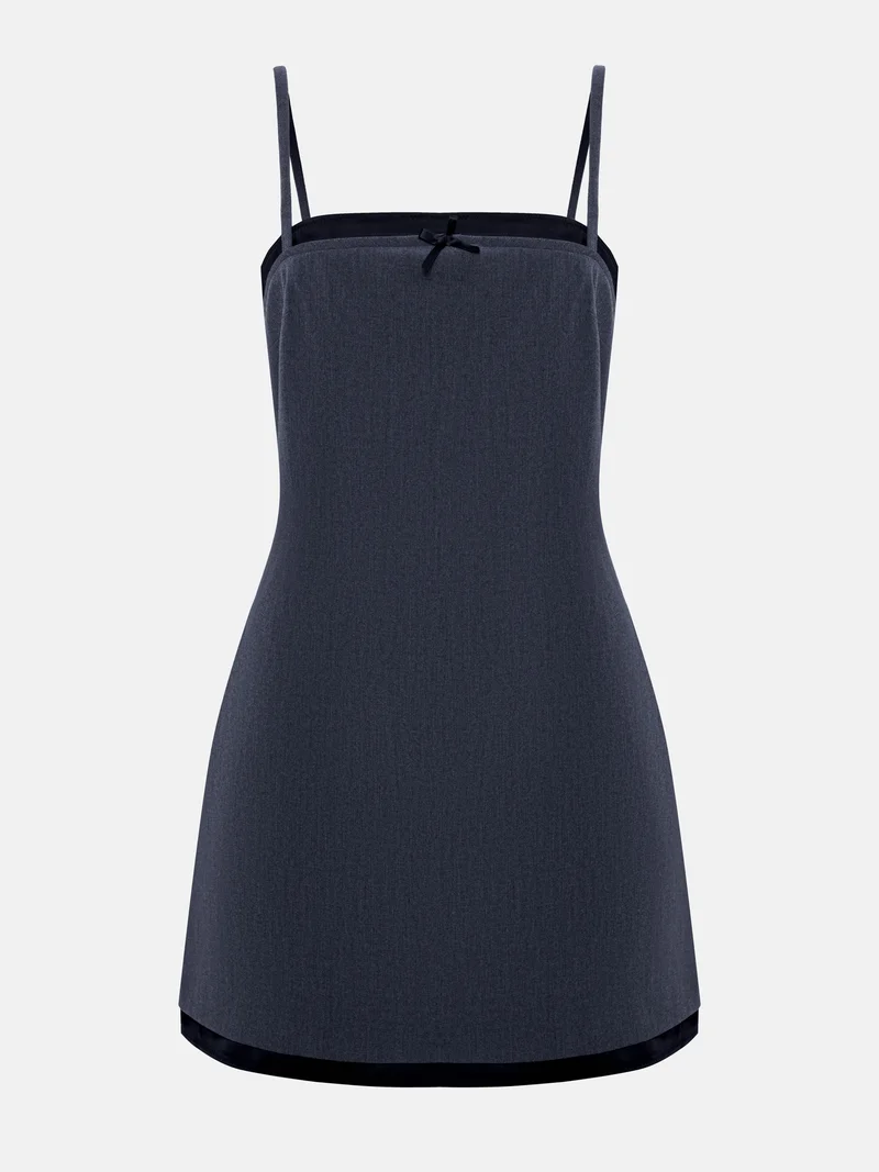 Lichi Double material mini dress with collar bow