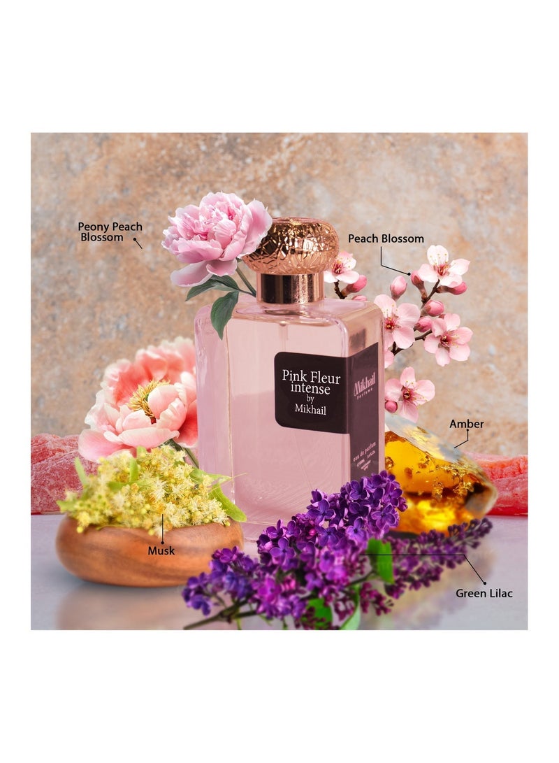 MIKHAIL Pink Fleur by MIKHAIL 100ml | Floral Citrus Perfume for Women | Fresh Amber, Cedar, and Chinese Osmanthus | Green Lilac, Musk, and Peony Heart Notes | Vibrant Tea Leaf | Elegant and Refreshing Fragrance | Long-Lasting Women's Eau de Parfum - Image 3