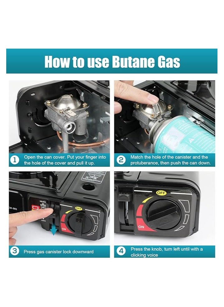 Camping Gas Stove Portable Gas Cooker, Single Burner, Automatic Ignition System, 2.9 KW, Compact Outdoor Cooker, Camping Equipment for Outdoor Cooking BBQ.