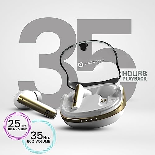 Portronics Harmonics Twins S7 True Wireless in Ear Earbuds with 35Hrs Playtime, Auto ENC, Quad Mic,13mm Driver, Touch Control, BT 5.3v, Voice Assistant, Type C Charging Port(White) - Image 3