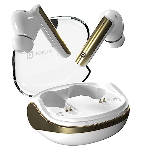 Portronics Harmonics Twins S7 True Wireless in Ear Earbuds with 35Hrs Playtime, Auto ENC, Quad Mic,13mm Driver, Touch Control, BT 5.3v, Voice Assistant, Type C Charging Port(White) - Image 1