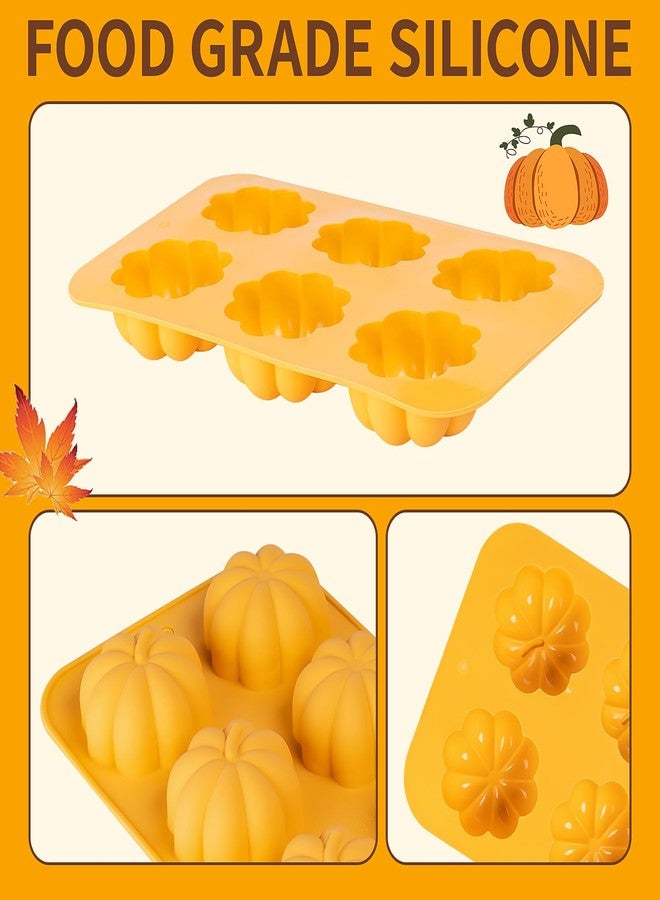 Yomvzake Silicone Pumpkin Mold, 3 Pack Pumpkin Soap Molds Fall Baking Molds for Muffin Cake Pop Jello Chocolate Bomb Fall Bath Bomb Moulds, 3D Thanksgiving Molds for Making Autumn Wax Candle - Image 2