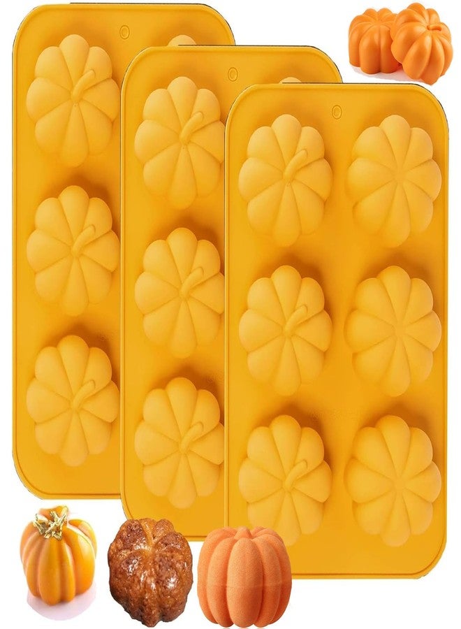 Yomvzake Silicone Pumpkin Mold, 3 Pack Pumpkin Soap Molds Fall Baking Molds for Muffin Cake Pop Jello Chocolate Bomb Fall Bath Bomb Moulds, 3D Thanksgiving Molds for Making Autumn Wax Candle - Image 1