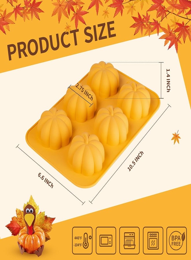 Yomvzake Silicone Pumpkin Mold, 3 Pack Pumpkin Soap Molds Fall Baking Molds for Muffin Cake Pop Jello Chocolate Bomb Fall Bath Bomb Moulds, 3D Thanksgiving Molds for Making Autumn Wax Candle - Image 3