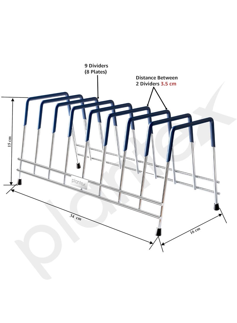 Plantex Stainless Steel Plate Stand for Kitchen/10 Slot Plate Rack for Kitchen with Minor Surface Marks from Transit, Fully Quality Checked/6-Inch Dish Rack (Size-6inch, Slot- 10, Pack of 1) - Image 3