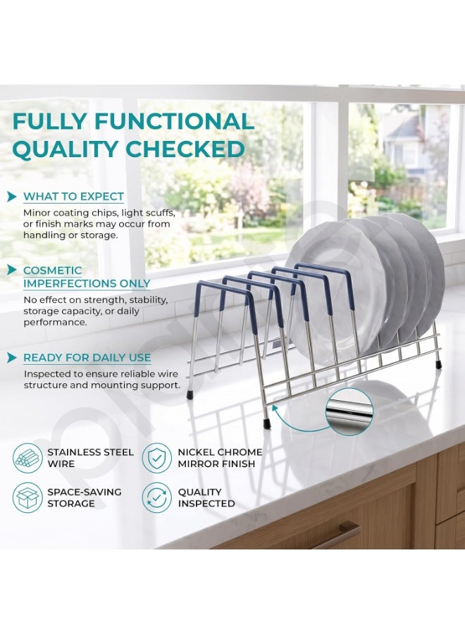 Plantex Stainless Steel Plate Stand for Kitchen/10 Slot Plate Rack for Kitchen with Minor Surface Marks from Transit, Fully Quality Checked/6-Inch Dish Rack (Size-6inch, Slot- 10, Pack of 1) - Image 4