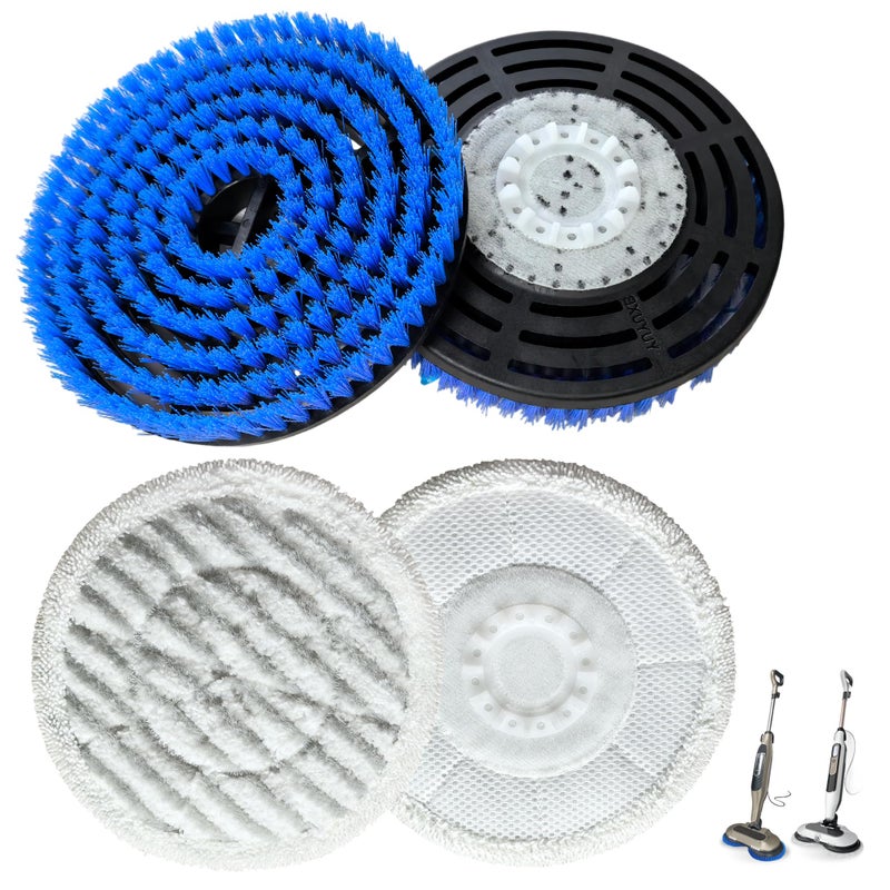 YUYUXB Brush for Shark Steam Mop S7000 S7001 S7020 S7005 S8021 S8001 Replacement Brush Head and Scrub Pad Abrasive Polishing Pad for deep Cleaning Hard Floors Kitchens and bathrooms (4, 2Blue 2Gray) - Image 1