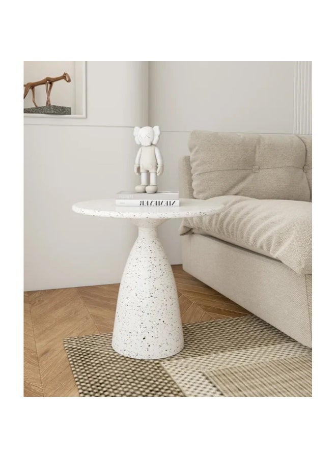 AWD طاولة جانبية دائرية، طاولة نهاية بيضاء من التيرازو المعدني، ارتفاع 50 سم، طاولة نهاية أريكة غرفة المعيشة. - Image 4
