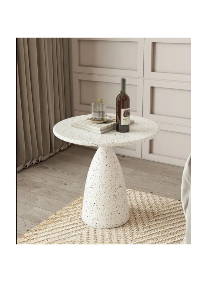 AWD طاولة جانبية دائرية، طاولة نهاية بيضاء من التيرازو المعدني، ارتفاع 50 سم، طاولة نهاية أريكة غرفة المعيشة. - Image 1