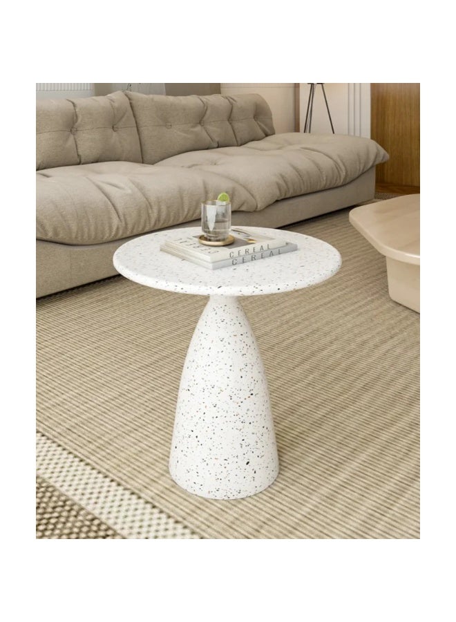 AWD طاولة جانبية دائرية، طاولة نهاية بيضاء من التيرازو المعدني، ارتفاع 50 سم، طاولة نهاية أريكة غرفة المعيشة. - Image 2