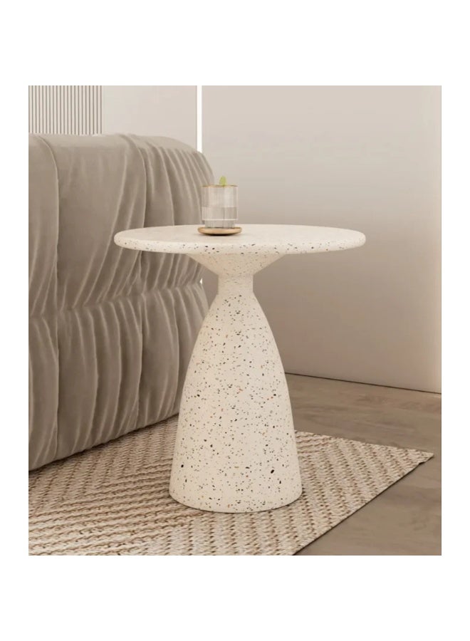 AWD طاولة جانبية دائرية، طاولة نهاية بيضاء من التيرازو المعدني، ارتفاع 50 سم، طاولة نهاية أريكة غرفة المعيشة. - Image 5