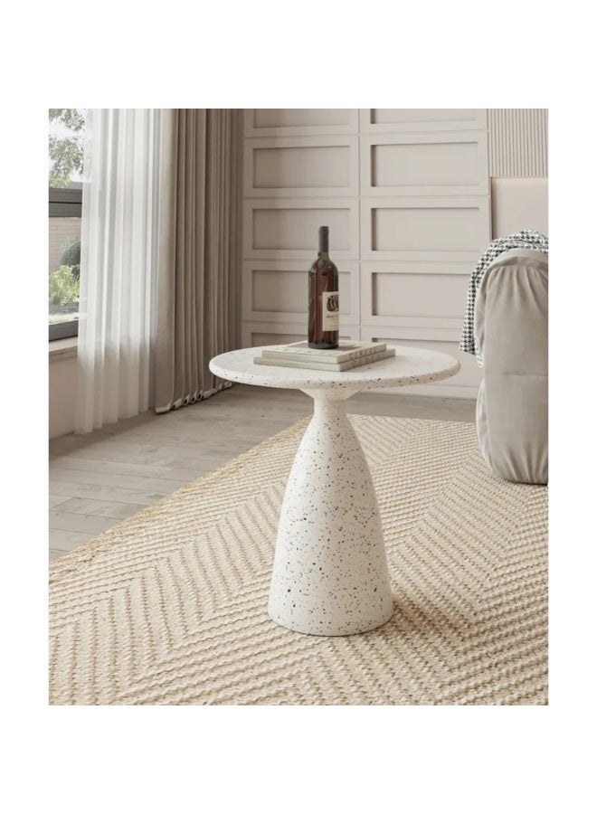 AWD طاولة جانبية دائرية، طاولة نهاية بيضاء من التيرازو المعدني، ارتفاع 50 سم، طاولة نهاية أريكة غرفة المعيشة. - Image 3