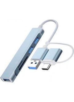 5in1 Ype-C + USB Input Converter Replicator Hub USB 3.0 Fast Data Transfer Plug and Play