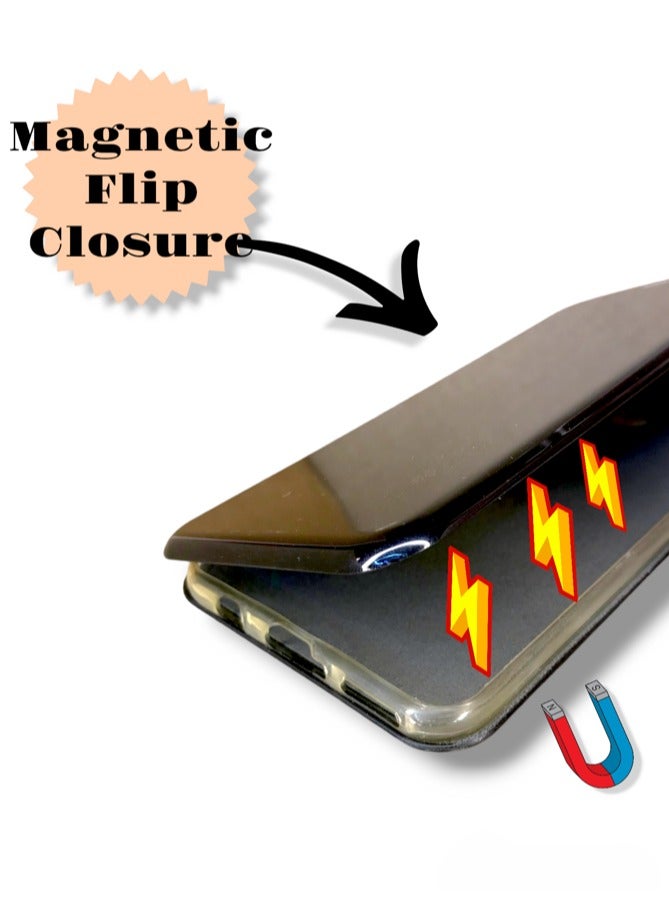 For Huawei Y7 / Y7 Prime (2019) Glossy Plastic Ceramic Magnetic Flip Cover, Headphones Filter and Card Slot Compatible With Huawei Y7 / Y7 Prime (2019) (6.26') (Black)  - Image 3