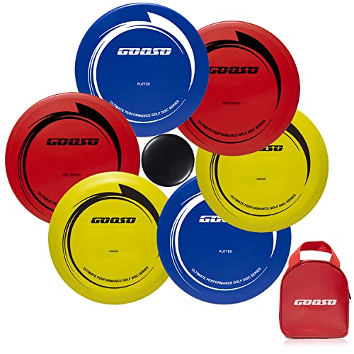 GOOSO Disc Golf Set Driver MidRange and Putter Discs with Disc Golf Bag for Outdoor and Backyard Comfortable Plastic 6 Pack - Image 1