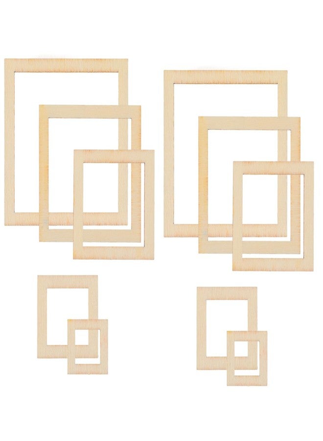 Sibba 10 PCS Mini Wood Photo Frames 5 Styles Small Dollhouse Picture Frames Unfinished Wooden Miniature Ornaments Square Wood Photo Frame for DIY Craft Home & Doll House Decoration Miniature Scene - Image 1
