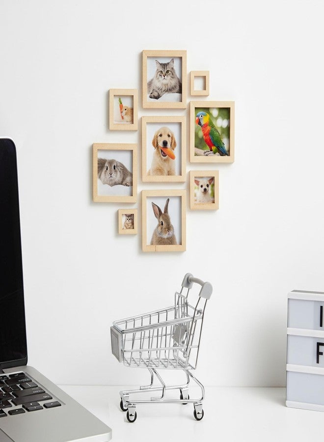 Sibba 10 PCS Mini Wood Photo Frames 5 Styles Small Dollhouse Picture Frames Unfinished Wooden Miniature Ornaments Square Wood Photo Frame for DIY Craft Home & Doll House Decoration Miniature Scene - Image 5