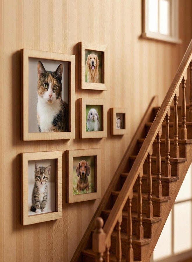 Sibba 10 PCS Mini Wood Photo Frames 5 Styles Small Dollhouse Picture Frames Unfinished Wooden Miniature Ornaments Square Wood Photo Frame for DIY Craft Home & Doll House Decoration Miniature Scene - Image 4
