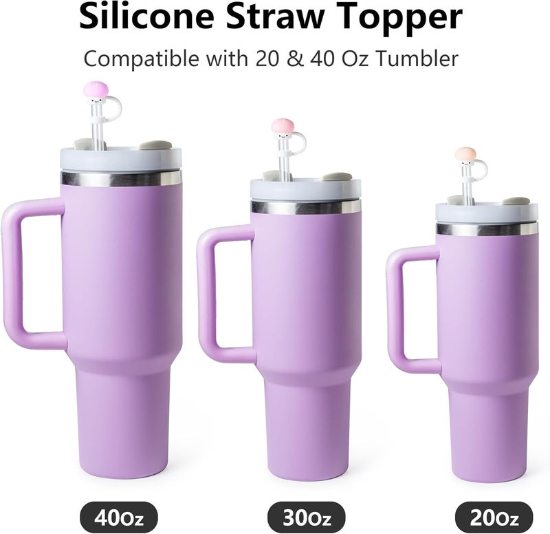 BULKITEM 6Pcs Cute Mushroom Straw Cover Cap for Stanley Cup Decor, 10mm Reusable Cute Pink Drinking Straw Topper Accessories for, Portable Protector Plugs Decorations Gifts for Kids Party Favors - Image 3