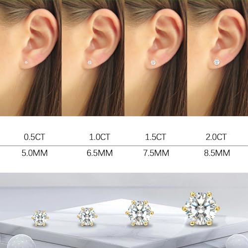 Saintda Moissanite Stud Earrings for Women 925 Sterling Silver Lab Grown Created vvs Diamond Studs Earrings Wedding Gifts Wife Jewelry Women Men Girls - Image 3