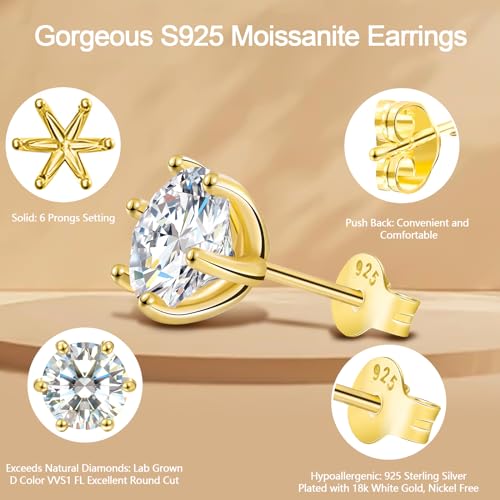 Saintda Moissanite Stud Earrings for Women 925 Sterling Silver Lab Grown Created vvs Diamond Studs Earrings Wedding Gifts Wife Jewelry Women Men Girls - Image 4