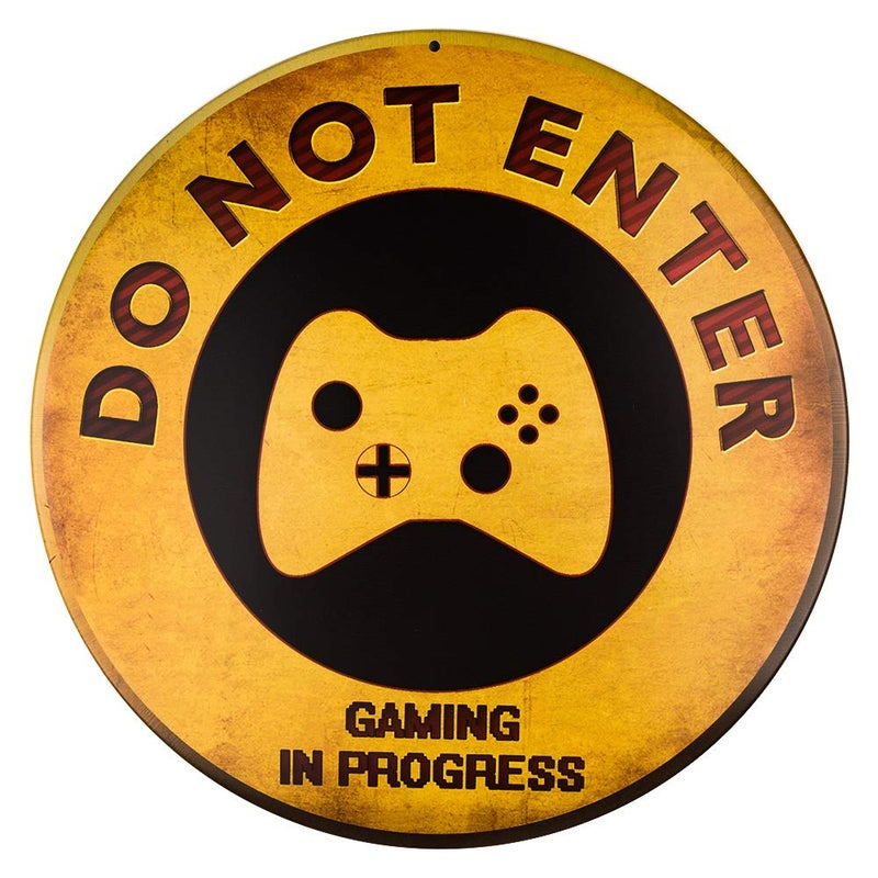 dojune dojuneDo Not Enter Gaming in Progress Retro Rustic Novelty Metal Circular Sign 
