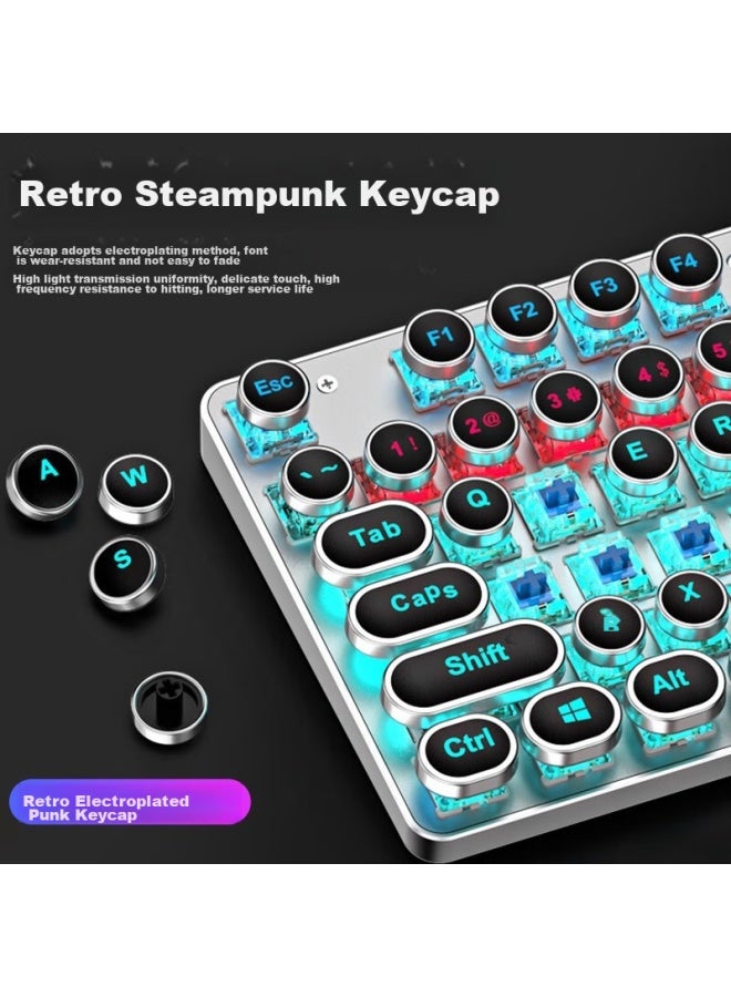 Eweadn Tk100 Punk Mechanical Keyboard And Mouse Set, E-sports Gaming Wired Desktop Computer Laptop External Keyboard And Mouse For Office Typing, Black With Mixed Blue Switches - Image 5
