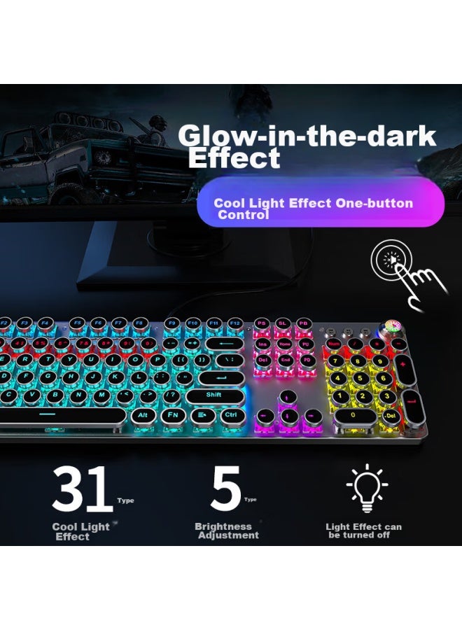 Eweadn Tk100 Punk Mechanical Keyboard And Mouse Set, E-sports Gaming Wired Desktop Computer Laptop External Keyboard And Mouse For Office Typing, Black With Mixed Blue Switches - Image 3
