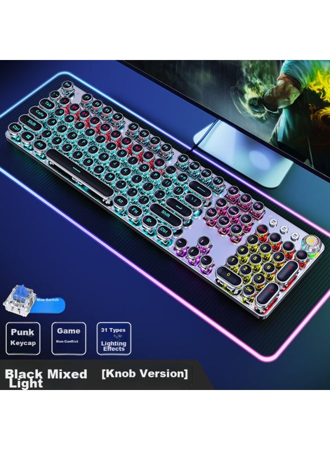 Eweadn Tk100 Punk Mechanical Keyboard And Mouse Set, E-sports Gaming Wired Desktop Computer Laptop External Keyboard And Mouse For Office Typing, Black With Mixed Blue Switches - Image 2