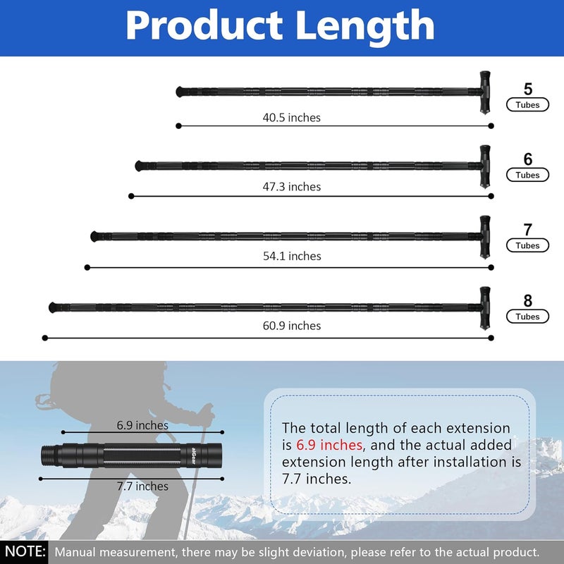 aiGear G2 Tactical Stick Hiking Walking Staff - Trekking Poles Outdoor Adjustable Hiking Stick for Camping Hiking 5-8 Tubes（with Multitool） - Image 5