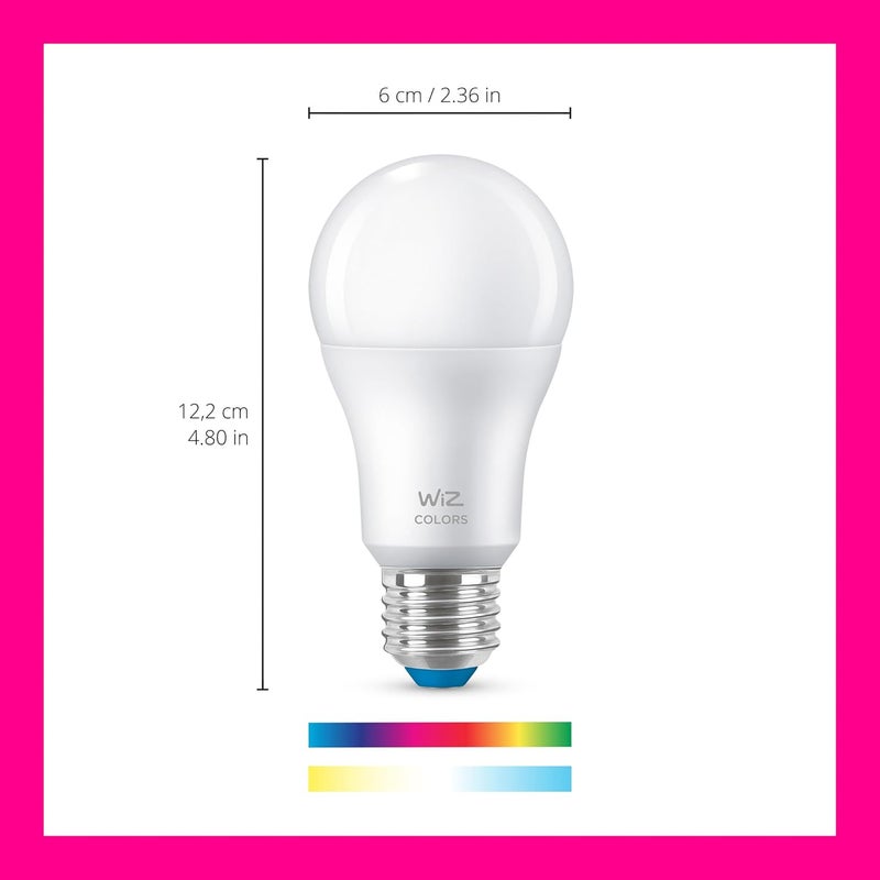 Wiz E27 LED Lamp Tunable White & Colour, 60 W, Dimmable, 16 Million Colours, Smart Control via App/Voice via WLAN - Image 4