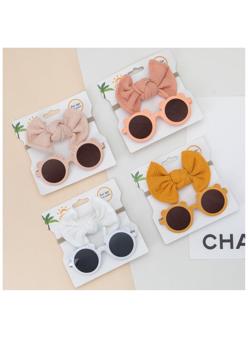 دىدانيالا طقم رومينا نظارة مع فيونكة لتسريحة ذيل الحصان للأطفال والبنات - أبيض - Image 2