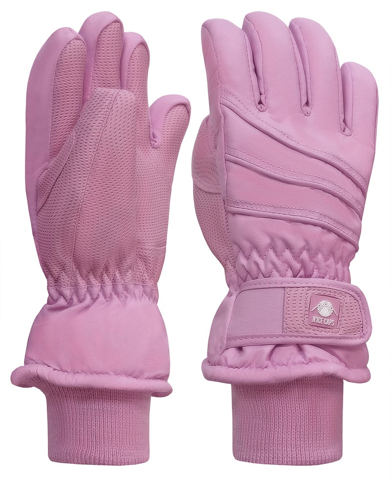 N'Ice Caps Kids Waterproof Winter Thinsulate Warm Gloves (Light Pink, 7-8 Years) - Image 1