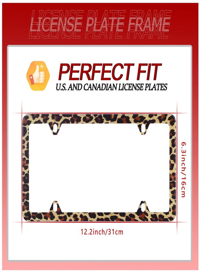 UNINDREM Brown Leopard Print License Plate Frame Cheetah Animal License Plate Holder Stainless Steel Rust-Proof Auto Parts Decoration with Screws for Men Women License Plate Cover 4 Holes 1pcs - Image 3