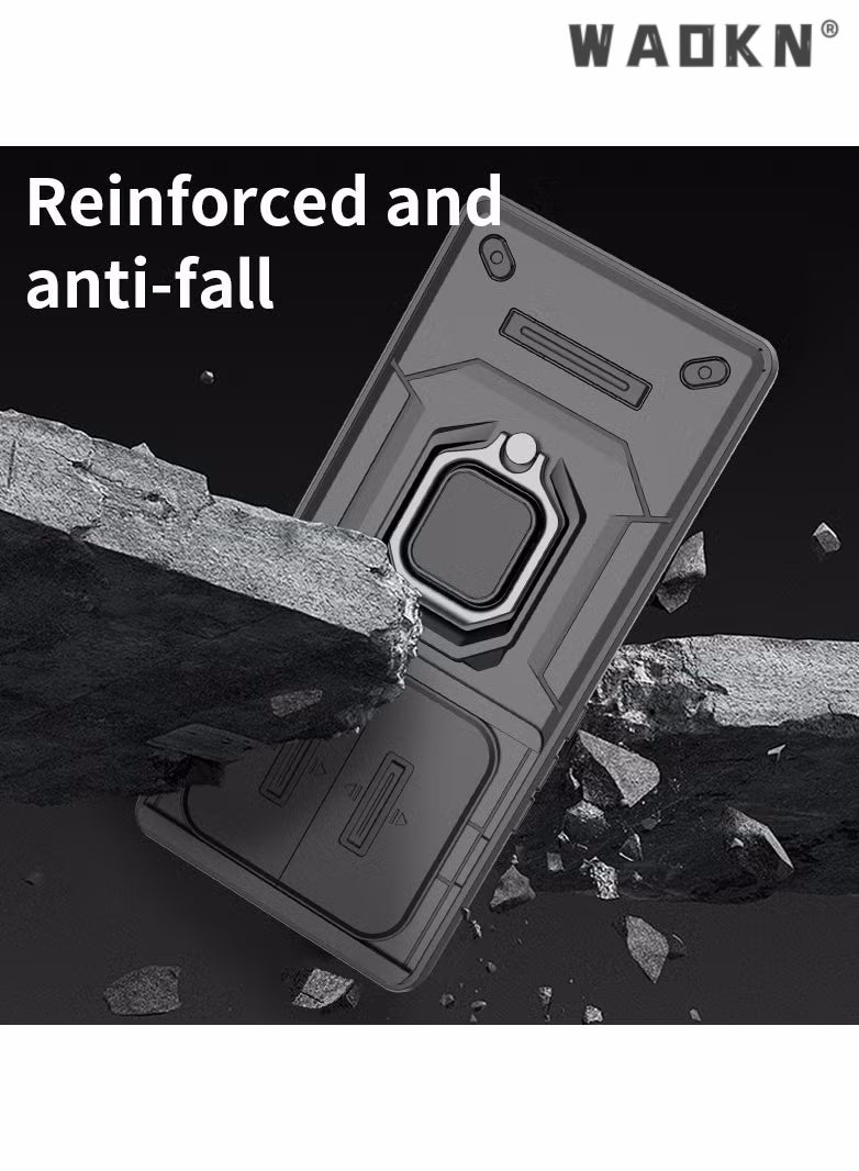 WAOKN Slide Camera Phone Case Honor X9b 5G Cover Luxury Armor PC Shockproof Metal Ring Stand Protective Back Cover Ring Kickstand and Sliding Camera Cover with Kickstand,Drop Proof,Heavy Duty Protective - Image 3