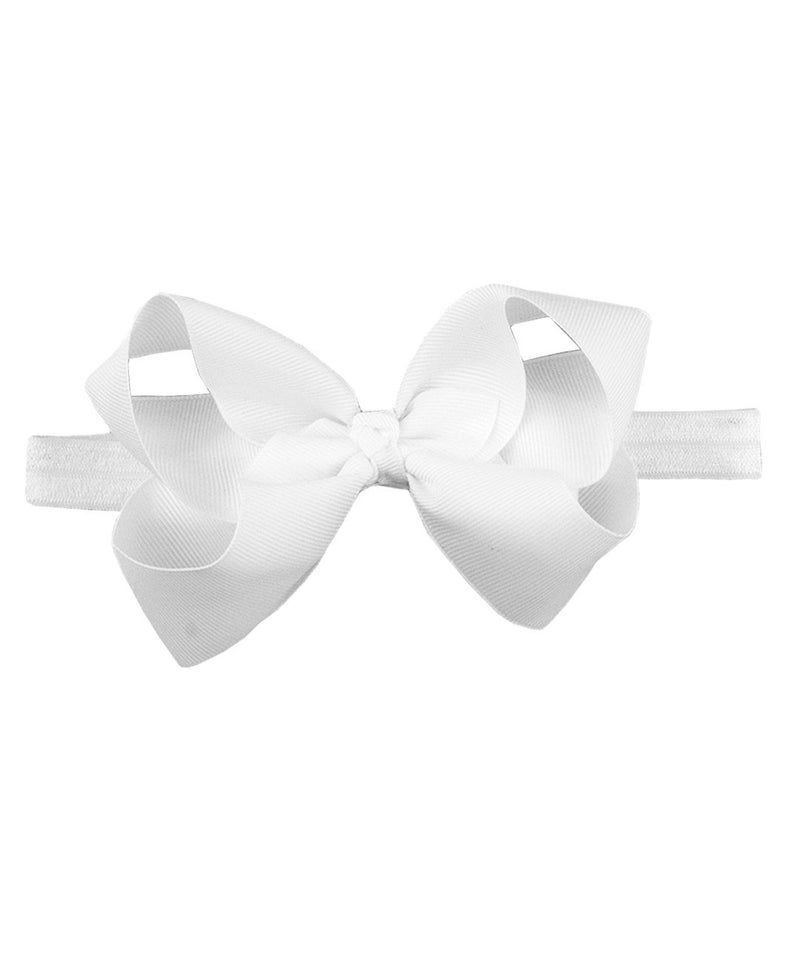 RuffleButts Girls White Bow Headband One Size