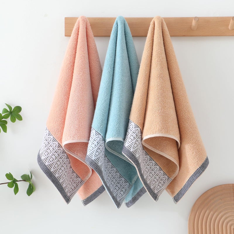 JUIEYIR 3 Pack Leaf Print Hand Towels, Decorative Cotton Soft & Highly Absorbent Towels Set for Bathroom, Face Spa, Kitchen, 13 x 30 Inches (Blue Beige Pink - 3 Pack) - Image 2
