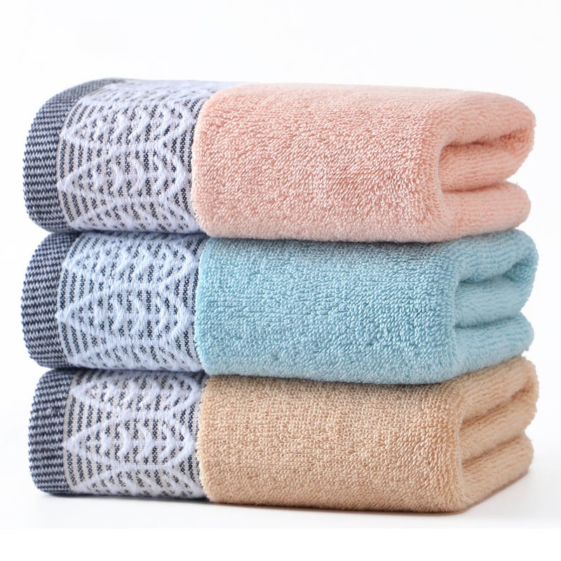 JUIEYIR 3 Pack Leaf Print Hand Towels, Decorative Cotton Soft & Highly Absorbent Towels Set for Bathroom, Face Spa, Kitchen, 13 x 30 Inches (Blue Beige Pink - 3 Pack) - Image 1